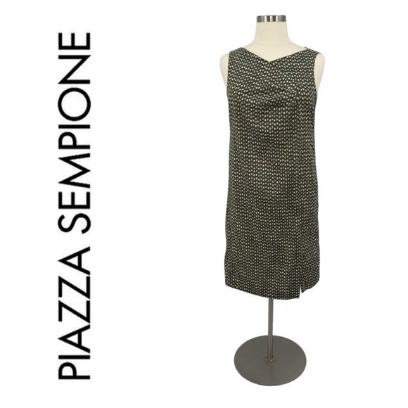 Piazza Sempione Cotton Geometric Print Sleeveless Sheath Dress IT 54 US 18 - Picture 2 of 14